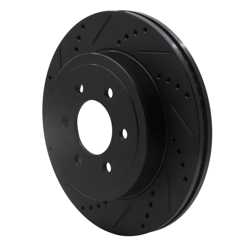 Dodge Dakota Brake Rotor (1) - Front Left - R1 Concepts - Drilled & Slotted - Black - `03-`04